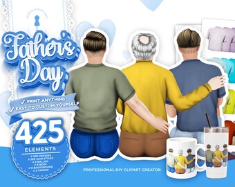 Father's Day Clipart, Elderly Father, Grandfather Clipart, Dad Clipart, Father and Son, Dad Son Clipart, Parents Clipart,Family Clipart
