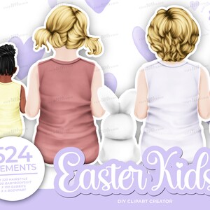 Easter Kids Clipart, Children Clipart,Spring Clip Art, Rabbits,  Easter Gift, RabbitClipart,BFF Clipart,Easter Clipart,RabbitClipart