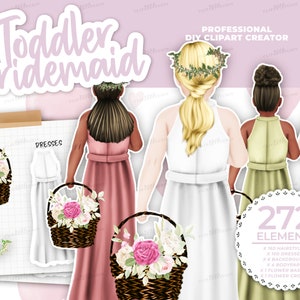 Clipart de demoiselle d'honneur enfant en bas âge, clipart mariée, clipart mariage-demande de demoiselle d'honneur cadeau-bricolage-demoiselles d'honneur Clip Art faire-part de mariage personnalisé