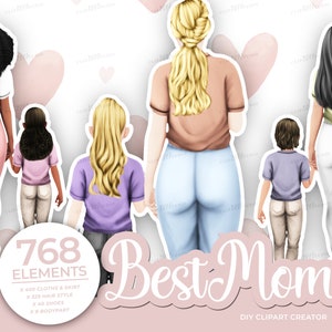 Best Mom Clipart, Mom Clipart ,Mothers Day Clipart, Mother And Daughter, Mother And Son, Family Look Clipart Creator,Customizable,Gift Ideas