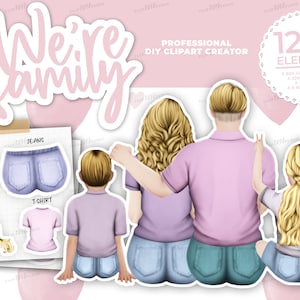 Imágenes prediseñadas familiares, imágenes prediseñadas de la madre, imágenes prediseñadas de los padres, imágenes prediseñadas de bricolaje, familia sentada, ideas de regalos del día de la madre, retrato familiar personalizado,