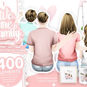 Family Clip Art, mother clipart, Parents Clipart, DIY Clip Art, Sitting Family, Mother&#39;s Day Gift Ideas,Custom Family Portrait,