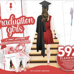 Clipart de escada de meninas de formatura • Colegas de classe • Vestidos de formatura • Clipart de GradClass 2022 • Clipart de estudantes • Caneca de formatura • BFFClipart