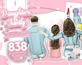 Family Clip Art, mother clipart,Parents Clipart, DIY Clip Art, Sitting Family, Father's Day Clipart , Mother's Day , Custom Family Portrait
