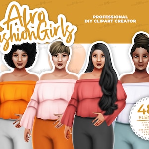 Summer girl clipart, Fashion girl clipart, Jeans Girl Clipart, Afro girls clipart ,Woman Clipart, African American Clipart