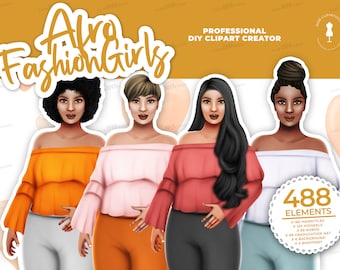 Summer girl clipart, Fashion girl clipart, Jeans Girl Clipart, Afro girls clipart ,Woman Clipart, African American Clipart
