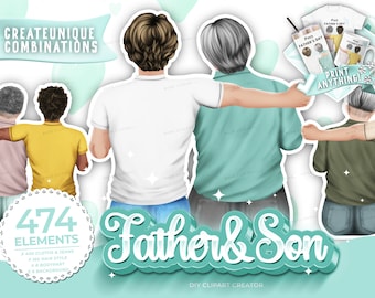Family Clip Art, Father clipart, Parents Clipart, DIY Clip Art, Sitting Family, Father's Day Gift Ideas,Custom Family Portrait