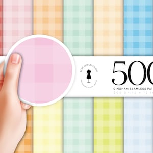 500 Gingham Seamless Patten Digital Paper Pack, Commercial Use Instant Download Seamless Gingham Pattern Digital Papers