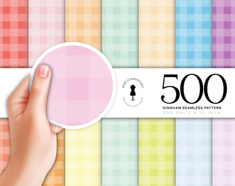 500 Gingham Seamless Patten Digital Paper Pack, Commercial Use Instant Download Seamless Gingham Pattern Digital Papers
