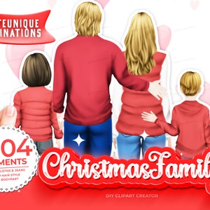 Christmas Family Clip Art, Family clipart, Parents Clipart, DIY Clip Art, Sitting Family, Mother&#39;s Day Gift Ideas,Custom Family Portrait,