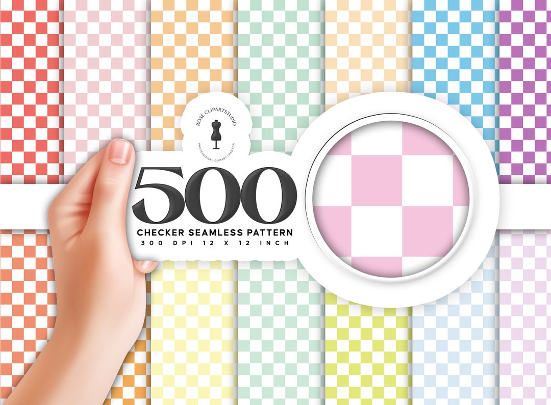 500 Checker Seamless Patten Digital Paper Pack, Commercial Use Instant ...