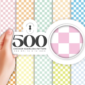 500 Checker Seamless Patten Digital Paper Pack, Commercial Use Instant Download Seamless Checker Pattern Digital Papers