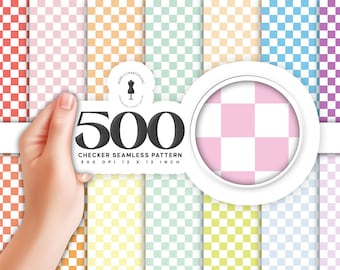 500 Checker Seamless Patten Digital Paper Pack, Commercial Use Instant Download Seamless Checker Pattern Digital Papers