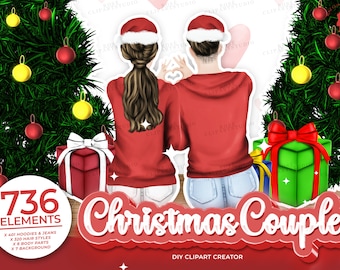 Christmas Couple Clip Art, Couple clipart,X MAS Clipart, New Year Clipart, DIY Clip Art, Sitting Clipart, Gift Ideas, Custom Family Portrait