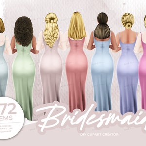 Bridesmaid Clipart, Bride Clipart,Marriage Clipart-Bridesmaid Proposal Gift-DIY Bridesmaid - Bridesmaids Clip Art Custom Wedding Invitation