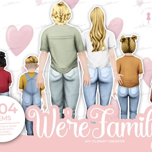 Family Clip Art, mother clipart, ParentsClipart,DIY Clip Art,Walking Family, Mother&#39;s Day Gift Ideas, Custom Family Portrait,PlanningClipart