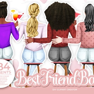 Best Friend Club,Girls in Cocktail bar,Bar,club Fashion,cocktails,fun girls,Bar chairs,Best Friend clipart ,Party clipart Bachelorette party