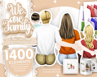 Family Clip Art, mother clipart, Parents Clipart, DIY Clip Art, Sitting Family, Mother's Day Gift Ideas,Custom Family Portrait,