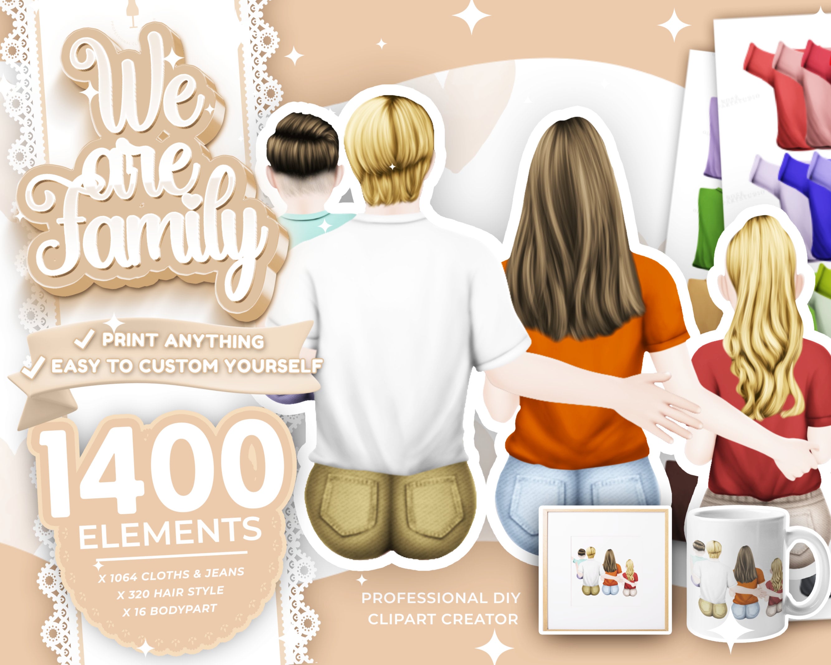Family Clip Art, Mother Clipart, Parents Clipart, DIY Clip Art, Sitting  Family, Mother's Day Gift Ideas,custom Family Portrait, - Etsy, image size:2667x2134