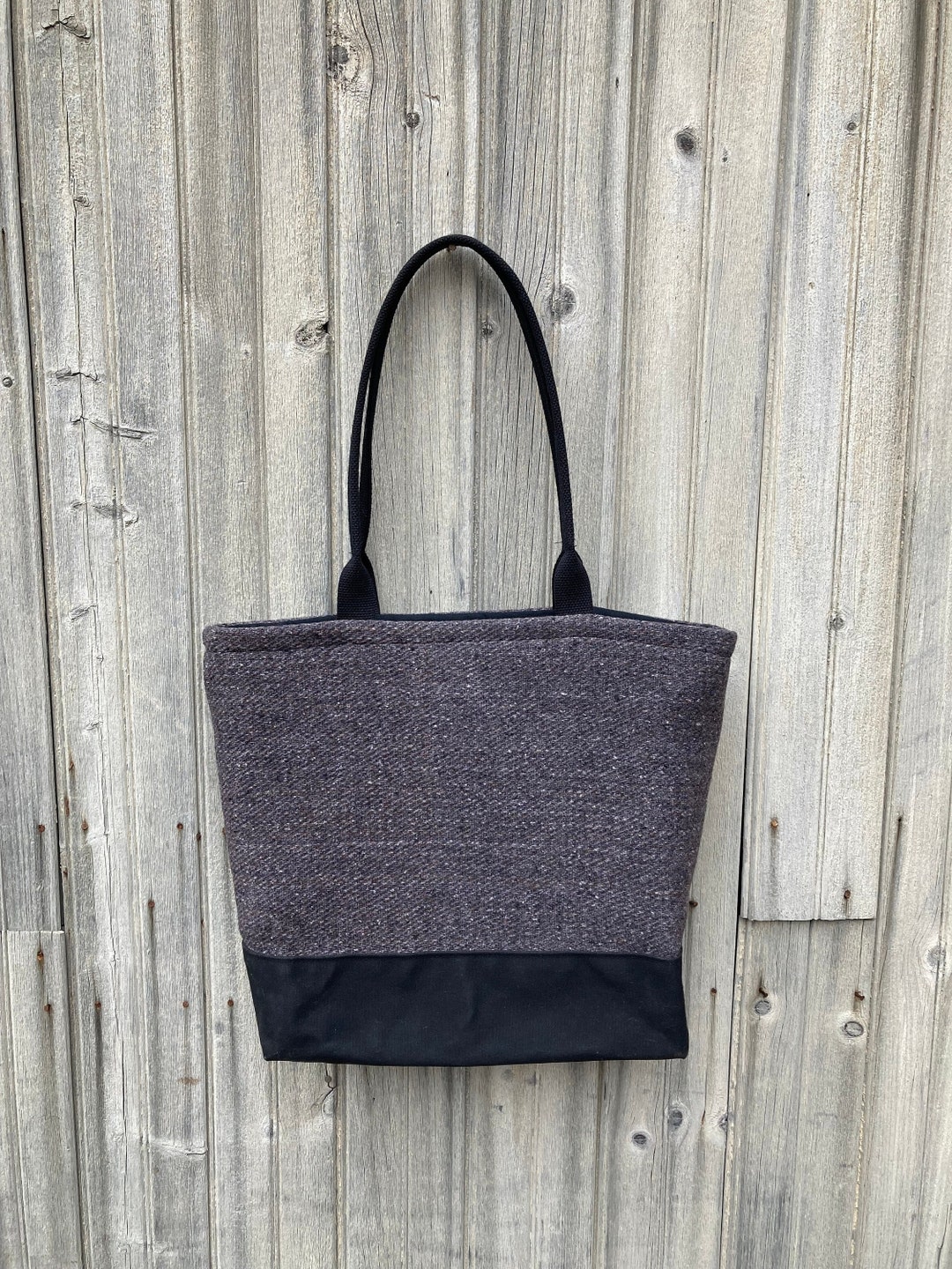 Vintage Wool Blanket Bag in a Solid Gray. Strong Light and Etsy