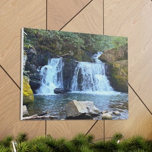 Smoky Mountain Wall Art, Indian Flats Falls, Waterfall Canvas Art, Waterfall Wall Art, Smoky Mountains Art, Mountain Cabin Decor, Waterfall