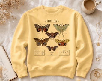 Vintage Moth Illustration Sweatshirt | Entomology Chart Design