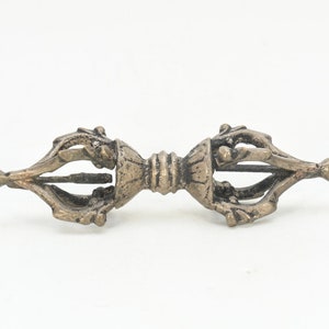 25% OFF!! Dorje Vajra Tibetan Silver Amulet: Vintage Antique Religious Meditational Altar Décor Traditional Vajra