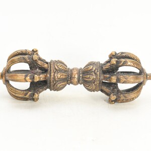 Exquisite Handcrafted Brass Dorje Vajra: Tibetan Antique Thunderbolt Vajra, Master Healer&#39;s Tool, Buddhism Artisanal Sculpture, Sacred Vajra