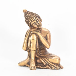 25% SALE!! Handgefertigte Messing schlafende Buddha Statue - Antikes traditionelles Kunststück für Meditation und Heilung Vintage Figur