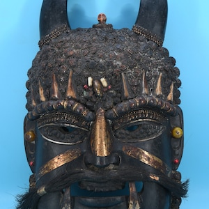 25% KORTING!! Exquise handgemaakte Himalaya Jhakri-masker Unieke antieke houten wanddecoratie Tribal Mountain Shaman Mask Collection
