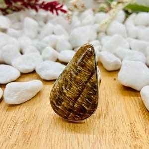 Aragonite Adjustable Sterling Silver Ring | Genuine Large 40mm Aragonite | Oversized Ring | Handmade Ring | Elegant Silver Ring