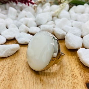 Mother of Pearl Sterling Silver Ring | Genuine Large 30mm Round Mother of Pearl Ring | Oversized Ring | Handmade Ring | Elegant Silver Ring