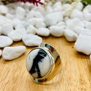 Zebra Agate Adjustable Sterling Silver Ring | Genuine Large 20mm Zebra Agate  Ring | Oversized Ring | Handmade Ring |