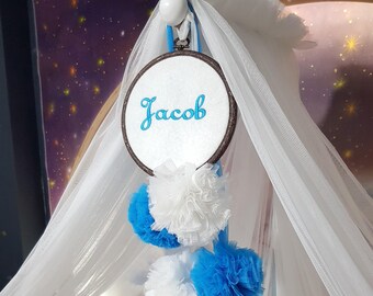 Mosquito Net for Bed Nursery - Personalized Lycra Tulle Luxury Canopy for Cribs - Bed Curtains, Tulle Canopy