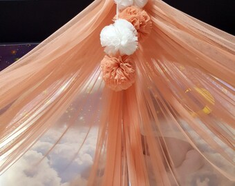Personalized Lycra Tulle Luxury Canopy for Cribs - Mosquito Net for Bed Nursery, Bed Curtains, Tulle Canopy