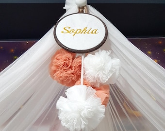Personalized Lycra Tulle Luxury Canopy for Cribs - Mosquito Net for Bed Nursery, Bed Curtains, Tulle Canopy