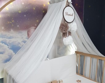 Personalized Lycra Tulle Luxury Canopy for Cribs - Mosquito Net for Bed Nursery, Bed Curtains, Tulle Canopy