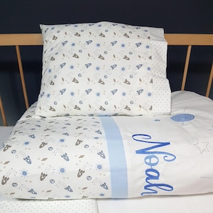 Personalized Embroidered Baby and Child Bedding Set - 3 Piece 100% Cotton - Boys Bedding Set