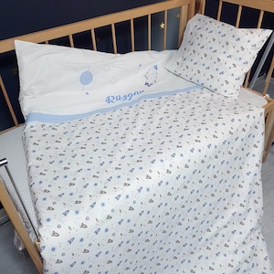 Personalized Embroidered Baby and Child Bedding Set - 3 Piece 100% Cotton - Boys Bedding Set