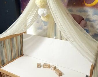 Personalized Lycra Tulle Luxury Canopy for Cribs - Mosquito Net for Bed Nursery, Bed Curtains, Tulle Canopy