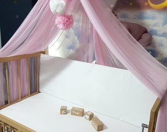 Personalized Lycra Tulle Luxury Canopy for Cribs - Mosquito Net for Bed Nursery, Bed Curtains, Tulle Canopy