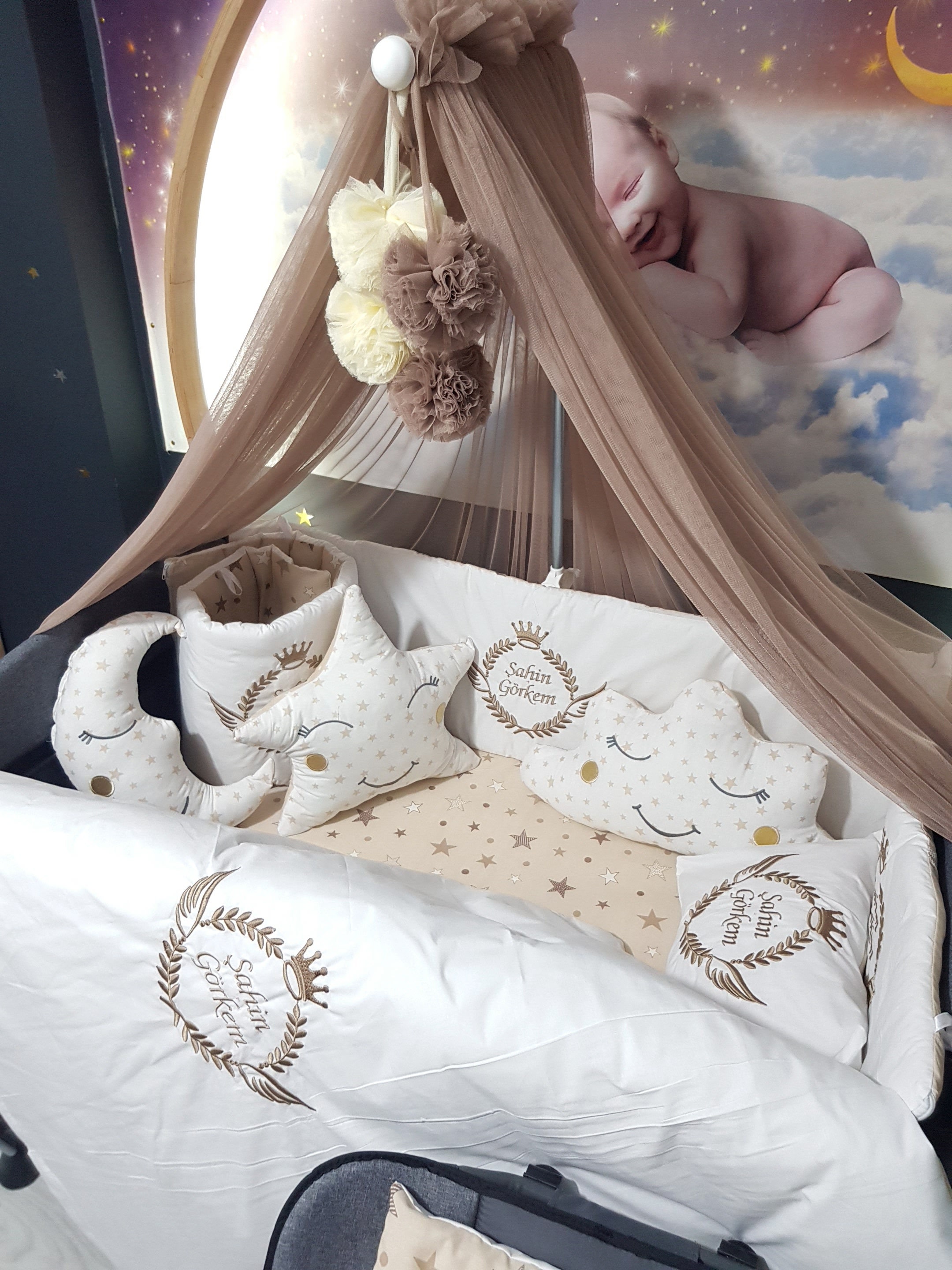 Personalized Lycra Tulle Luxury Canopy for Cribs - Mosquito Net for Bed Nursery, Bed Curtains, Tulle Canopy