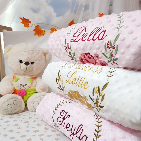 Gepersonaliseerde babydeken, op maat geborduurde babydeken, babycadeau, kraamcadeau