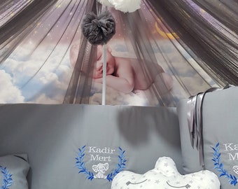 Personalized Lycra Tulle Luxury Canopy for Cribs - Mosquito Net for Bed Nursery, Bed Curtains, Tulle Canopy
