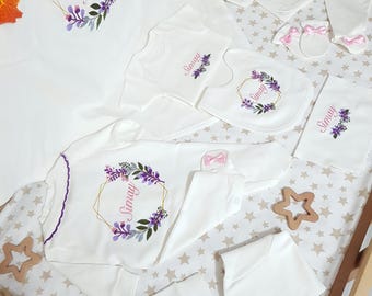 Personalized Baby Girl Body Set, Personalized Newborn Onesie, Newborn Set with Name, Personalized Baby Gift