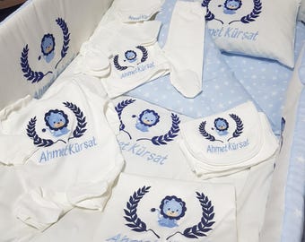 Personalized Baby Hospital Outfit: Embroidered Name, 9-Piece Cotton Set