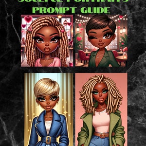 Puede incluir: Una guía para crear retratos conmovedores utilizando generadores de imágenes de IA como ChatGPT 4 y Dall-E 3. La guía presenta cuatro retratos diferentes de mujeres negras con varios peinados y estilos de ropa.