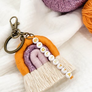 Macrame Rainbow Keychain | Customizable | Gift