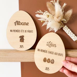 Carte étape en bois personnalisée - Ma première fête de Pâques / Ma première chasse aux oeufs