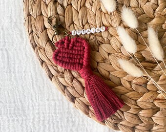 Porte-clés macramé | Coeur | Personnalisable | Cadeau